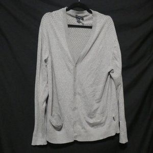 FRENCH CONNECTION | XL | Grey Eyelet Hole Cardigan Sweater with Pockets